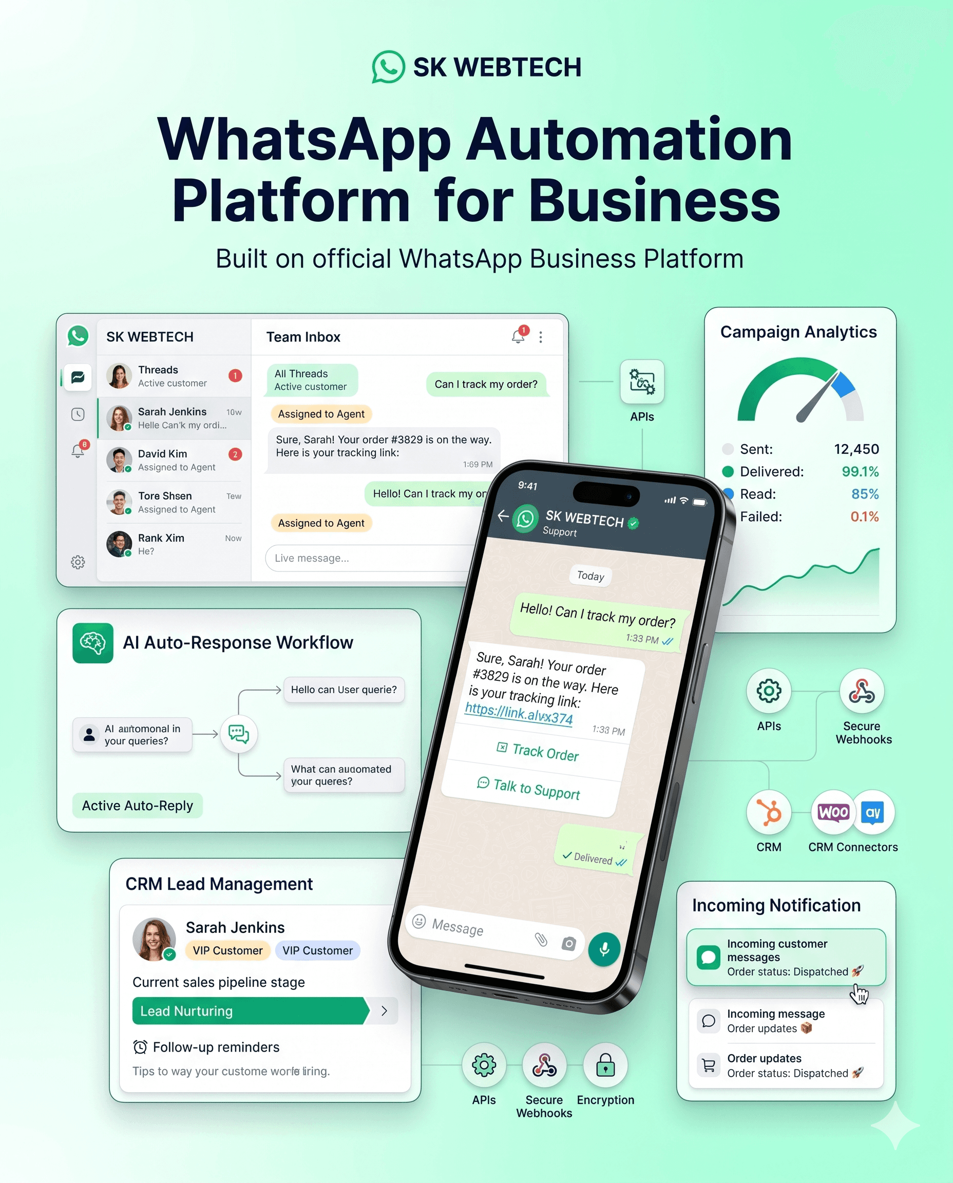 A WhatsApp chatbot replying to a customer automatically
