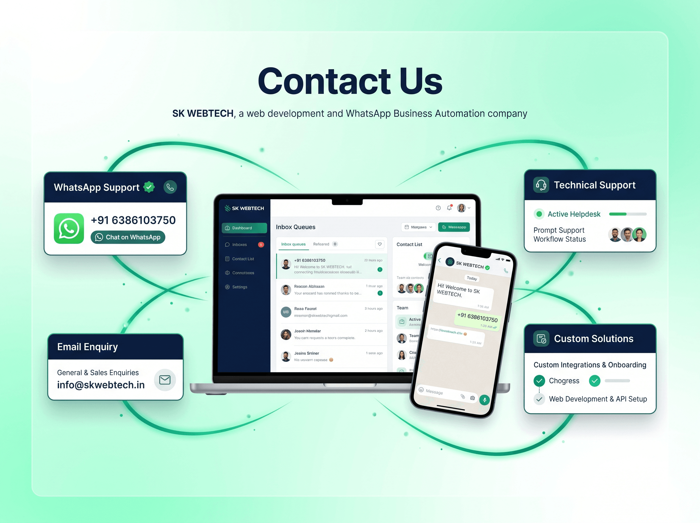 The SK WEBTECH team helping a customer on WhatsApp