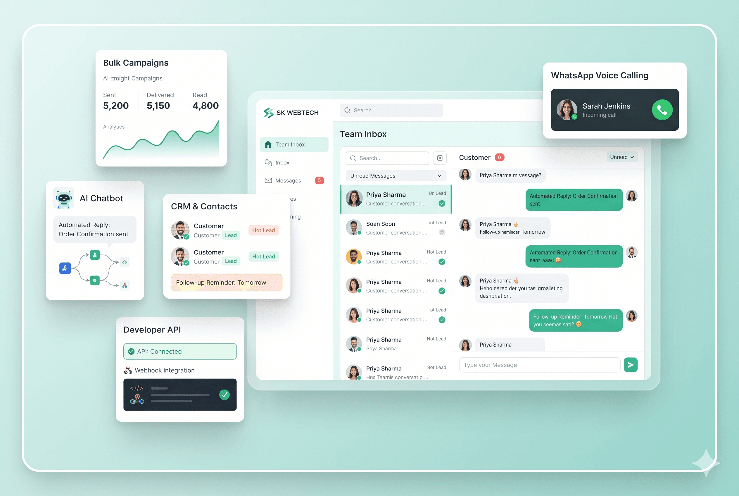 The SK WEBTECH platform — inbox, campaigns and automation